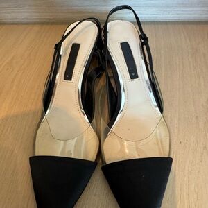 Zara Black and Cream Slingback Heels